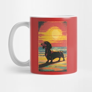 Dachshund Retro Vintage Sunset Mug